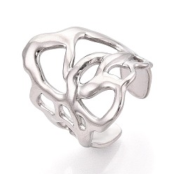 Нержавеющая Сталь Цвет 304 открытые кольца-манжеты из нержавеющей стали для женщин, коралл, цвет нержавеющей стали, 26.5 мм, внутренний диаметр: 18 мм