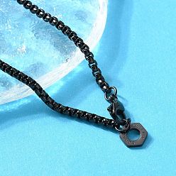 Черный 304 ожерелья из нержавеющей стали с шестигранной подвеской в виде коробки с цепочкой для женщин, чёрные, 27.91 дюйм (70.9 см)