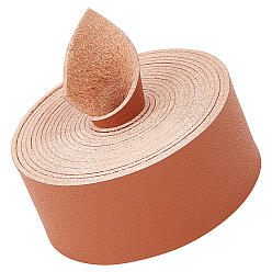 Camel 2M Flat Microfiber Imitation Leather Cord, for Clothes Decor, Camel, 25mm, about 2.19 Yards(2m)/Roll