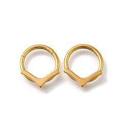 Золотой 304 V-образные кольца для носа из нержавеющей стали, золотые, 12x10.5x2.2 мм, внутренний диаметр: 7.8 мм