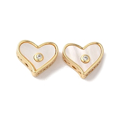 Сердце Многожильные звенья из латуни с прозрачным фианитом, с оболочкой, без никеля , золотые, сердце, 9.5x11x4 мм, отверстие : 1.2 мм