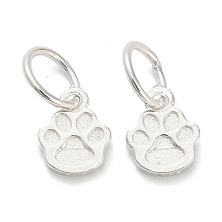 Серебро 925 подвески с отпечатками лап из стерлингового серебра, с перемычками и 925 штампом, серебряные, 7.5x6x1.5 мм, отверстие : 4 мм