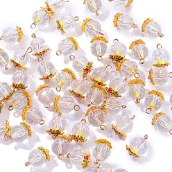 Прозрачный 10 стеклянные брелоки шт., с металлической эмалевой фурнитурой, граненые, круглые, прозрачные, 8 мм