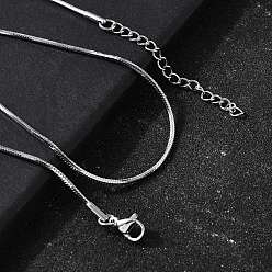 Нержавеющая Сталь Цвет 1.5мм 304 ожерелья из нержавеющей стали в виде змеиной цепи для женщин и мужчин, цвет нержавеющей стали, 17.72 дюйм (45 см)