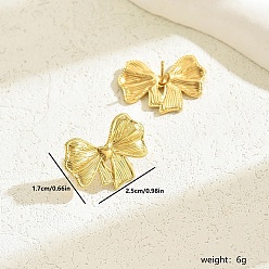 Bowknot Модные 201 серьги-гвоздики из нержавеющей стали, золотые, бантом, 17x25 мм