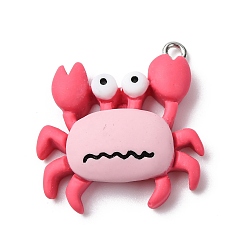 Краб Непрозрачные подвески смолы, с железной платиной петлей, краб, 27x26x7.5 мм, отверстие : 2 мм