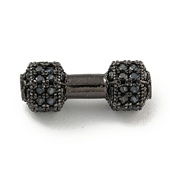 Черный Цвет Металла Латунь микропаве черный кубический цирконий, гантель, металлический черный , 6.5x16.5x3.5 мм, отверстие : 1.8 мм