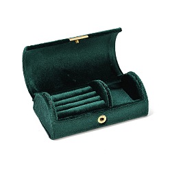 Темно-Зеленый Арочные бархатные коробки для хранения ювелирных изделий, дорожный портативный футляр для ювелирных изделий, для ожерелья, Кольца, серьги и подвески, темно-зеленый, 10.2x5.5x3.45 см