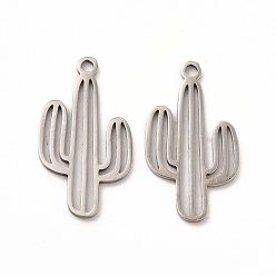 Нержавеющая Сталь Цвет Не тускнеющие 201 подвески из нержавеющей стали, кактус прелести, цвет нержавеющей стали, 20.5x11.5x1 мм, отверстие : 1 мм