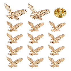 Light Gold 15Pcs Alloy Brooch, Eagle Lapel Pin Backs for Backpack Clothes, Light Gold, 18.5x22mm