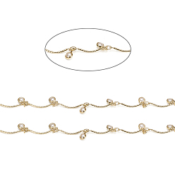 Echt 18 k vergoldet Handgemachte Messing überbackene Stangenketten, mit Glasanhänger und Spule, cadmiumfrei und bleifrei, gelötet, langlebig überzogen, Flachrund, echt 18 k vergoldet, 18.5x1 mm, ca. 32.8 Fuß (10 m)/Rolle
