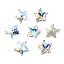 Прозрачный АВ Стеклянные стразы кабошоны, ногтей декоративные аксессуары, граненые, звезда, ясно AB, 7.5x8x3.5 мм