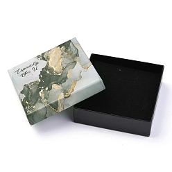 Slate Gray Cardboard Jewelry Boxes, with Sponge Inside, for Jewelry Gift Packaging, Square with Marble Pattern and with Word Specially for U, Slate Gray, 9x9x2.9cm