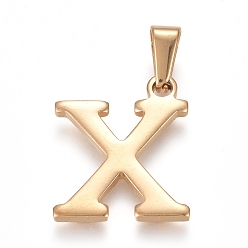 Letter X 304 подвески из нержавеющей стали, золотые, Начальная letter.x, 20x16.5x1.8 мм, отверстие : 3x7 мм