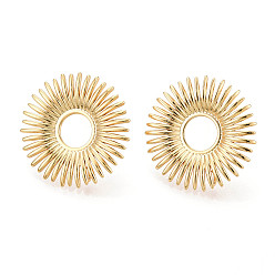 Настоящее золото 18K Изделия из латуни, долговечный, без никеля , плоско-круглые, с петлей, реальный 18 k позолоченный, 24.5 мм, отверстие : 2 мм, штифты : 0.8 мм