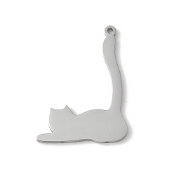 Нержавеющая Сталь Цвет 304 подвески из нержавеющей стали, подвески в форме кошки, цвет нержавеющей стали, 29.5x21.5x1.5 мм, отверстие : 1.5 мм