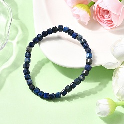 Ляпис-Лазурь Браслеты из натуральных кубических бусин лазурита для мужчин и женщин, граненые, внутренний диаметр: 2-1/8 дюйм (5.5 см)