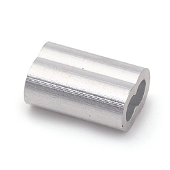Silbern Silberfarbig Aluminium-Gleitanhänger / Gleitperlen, Rechteck, Silberfarbe überzogen, 9x6x4 mm, Bohrung: 4x2 mm