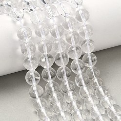 Хрусталь Природных кристаллов кварца бисер нитей, горного хрусталя, круглые, 10 мм, отверстие : 0.8~1 мм, около 38 шт / нитка, 14.65 дюйм (37.2 см)