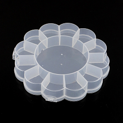 Clear Flower Plastic Bead Storage Containers, 13 Compartments, Clear, 15.5x15.5x2.5cm