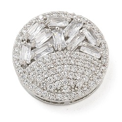 Платина Латунная стойка с микропаве из прозрачного кубического циркония, долговечный, без свинца и без кадмия, плоско-круглые, платина, 18x6 мм, отверстие : 6x1 мм