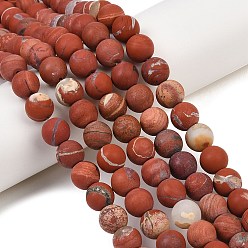 Красный Камень Нити бусин из натуральной матовой красной яшмы, круглые, класса AB, 10~10.5 мм, отверстие : 1 мм, около 37~38 шт / нитка, 14.76~14.96 дюйм (37.5~38 см)