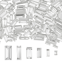 Кристалл 180 шт. 6 стиль стеклянные кабошоны со стразами, задние и задние, граненые, прямоугольные, кристалл, 3~10x2~5x1.5~3 мм, 30 шт / стиль