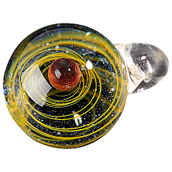 Yellow Green DIY Starry Sky Style Pendant Necklaces Making, include Handmade Lampwork Pendants, Spray Painted Cowhide Leather Cords, Brass Snake Chain Making and Jewelry Boxes, Yellow Green, 28.5~30x20~21x19~20mm, Hole: 3~4mm