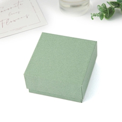Темный Морско-зеленый Картонная коробка для украшений из бумаги, подарочная упаковка, Для кольца, серьга, Ожерелье, с губкой внутри, квадратный, темно-зеленый, 8x8x4 см