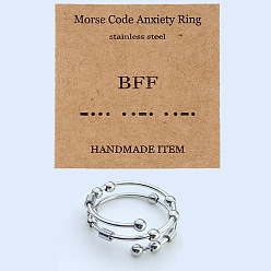 Нержавеющая Сталь Цвет 304 вращающиеся манжетные кольца из нержавеющей стали, лучшая подруга, Кольцо-спиннер для успокоения беспокойства, медитации, цвет нержавеющей стали, внутренний диаметр: регулируемый
