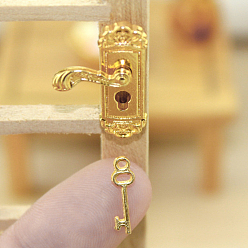 Золотой Миниатюрный дверной замок и ключ из сплава, для кукольных аксессуаров, притворяющихся опорными украшениями, золотые, 13.5~23.8x4.3~16 мм, 2 шт / комплект