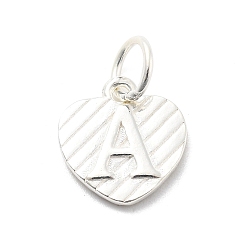 Letter A 925 серебряное сердце с подвесками в виде заглавных букв, с прыжковых колец, серебро , буква a, 11.5x10.5x1.5 мм, отверстие : 4 мм