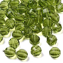 Желто-Зеленый К 9 стекло, имитация Австрийские кристаллические шарики, класс AAA, граненые, круглые, желто-зеленый, 10 мм, отверстие : 0.9~1 мм