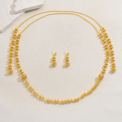 Золотой Роскошный ближневосточный рамадан сплав полые шариковые подвески комплекты серег и ожерелий в виде рыбьей кости, золотые