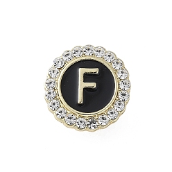 Letter F Эмалевые булавки с буквами, броши из сплава для одежды рюкзака, с четким кубического циркония, Буква F, 17.8x17 мм