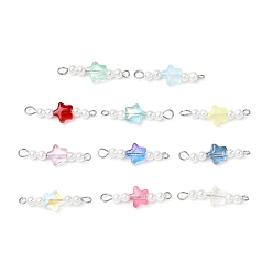 (52) Непрозрачная лаванда 11шт. подвески-соединители из искусственного жемчуга и АБС-пластика, звездообразные звенья 304 с двойными петлями из нержавеющей стали, цвет нержавеющей стали, разноцветные, 28x8~8.5x4 мм, отверстие : 2.2~2.8 мм