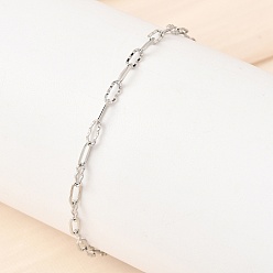 Платина Латунные браслеты-цепочки с овальными звеньями для женщин, долгоиграющий, гальваническое покрытие стеллажа, без свинца и без кадмия, платина, 7.13 дюйм (18.1 см)