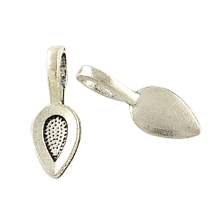 Antique Silver Tibetan Style Zinc Alloy Glue-on Flat Pad Bails, Lead Free & Cadmium Free, Antique Silver, 21.3x7.8x1.5mm, Hole: 4x6mm, about 500pcs/500g