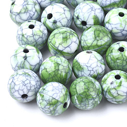 Зеленый Бисера треск акриловые, бусы из искусственного камня, круглые, зелёные, 12.5~13 мм, Отверстие : 2 мм , около 340 шт / 500 г