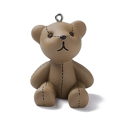 Медведь Непрозрачные пластиковые подвески из ПВХ, с железными петлями цвета пушечной бронзы, нести прелести, верблюжие, Медведь Pattern, 49.5x39x42 мм, отверстие : 2.2 мм