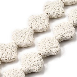(404) Непрозрачное AB Кислое яблоко Нити бусин из окрашенной натуральной лавы, формы раковины, цветочный белый, 19x21x7.5 мм, отверстие : 1.4 мм, около 21 шт / нитка, 15.75'' (40 см)
