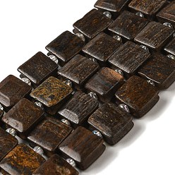 Бронзит Природные бронзитом бисер нитей, квадратный, с бисером, 10~10.5x10~10.5x5~5.5 мм, отверстие : 1.6 мм, около 32 шт / нитка, 15.16~15.35 дюйм (38.5~39 см)