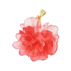 Оранжево-Красный Стойки обшивки латунные подвески, cmолой, без кадмия и без свинца, долговечный, реальный 18 k позолоченный, цветок, оранжево-красный, 26x24x13 мм, отверстие : 4x2.5 мм