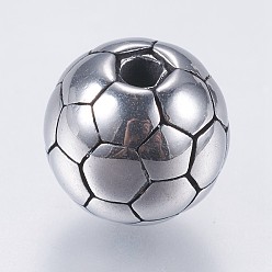 Plata Antigua 304 bolas de acero inoxidable, balón de fútbol, plata antigua, 10 mm, agujero: 2 mm