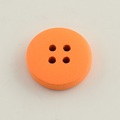 Mixed Color 4-Hole Dyed Wooden Buttons, Flat Round, Mixed Color, 25x4.5mm, Hole: 2mm, about 360pcs/500g