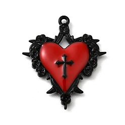 Сердце Подвески из эмали в готическом стиле, чёрные, сердце, 34x29.5x4 мм, отверстие : 1.6 мм