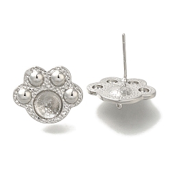 Платина Изделия из латуни, без кадмия, без никеля и без свинца, с 925 иглой из стерлингового серебра, печать кошачьей лапы, платина, 13.5x17 мм, отверстие : 1 мм, штифты : 0.8x11.5 мм