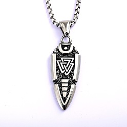 Античное Серебро Винтажные кулоны в виде наконечников стрел викингов из нержавеющей стали для мужчин и женщин., античное серебро, 304 дюйм (23.62 см)