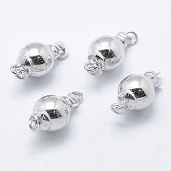 Платина Антикоррозийное покрытие родием 925 застежки из стерлингового серебра, с печатью 925, круглые, платина, 16.5x8 мм, отверстие : 1 мм