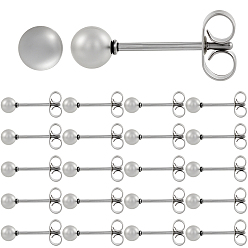 Нержавеющая Сталь Цвет 100шт. 304 круглые серьги-гвоздики из нержавеющей стали, цвет нержавеющей стали, 15x4 мм